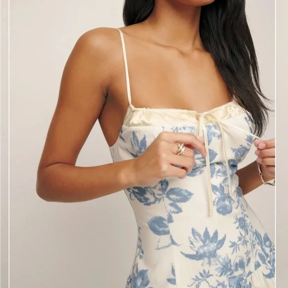 Reformation Analise White and Blue Floral Mini Dress - Picture 2 of 12